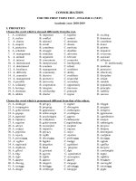 Consolidation for the first term test English 11 (New) - Revision for the first semester – English 10 (New) - Academic year 2018-2019