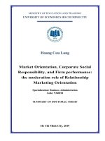 Summary of Doctoral thesis: Market orientation, corporate social responsibility, and firm performance: The moderation role of relationship marketing orientation