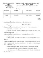 Đề thi học kì 2 môn Toán 9 năm 2017-2018 - Sở GD&ĐT Thanh Hóa