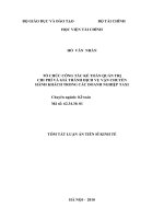 Tóm tắt luận văn Tiến sĩ Kinh tế: Tổ chức công tác kế toán quản trị chi phí và giá thành dịch vụ vận chuyển hành khách trong các doanh nghiệp taxi