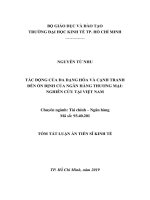 Tóm tắt luận án Tiến sĩ Kinh tế: Tác động của đa dạng hóa và cạnh tranh đến ổn định của ngân hàng thương mại: Nghiên cứu tại Việt Nam