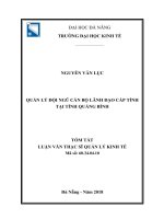 Tóm tắt luận văn Thạc sĩ: Quản lý đội ngũ cán bộ lãnh đạo cấp tỉnh tại tỉnh Quảng Bình