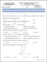 Đề thi học kì 1 môn Toán 12 năm 2018-2019 có đáp án - Trường THPT Kim Liên