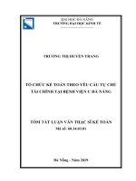 Tóm tắt luận văn Thạc sĩ: Tổ chức kế toán theo yêu cầu tự chủ tài chính tại Bệnh viện C Đà Nẵng