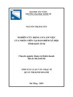 Tóm tắt luận văn Thạc sĩ Quản trị kinh doanh: Nghiên cứu động cơ làm việc của nhân viên tại Bảo hiểm xã hội tỉnh Kon Tum