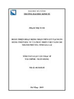 Tóm tắt luận văn Thạc sĩ Tài chính ngân hàng: Hoàn thiện hoạt động nhận tiền gửi tại ngân hàng TMCP Đầu tư và Phát triển Việt Nam chi nhánh Phố Núi, tỉnh Gia Lai