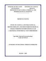 Summary of doctoral thesis in medicine: Study of clinical and paraclinical, histopathology and immunohistochemical characteristics of hepatocellular carcinoma with portal vein thrombosis