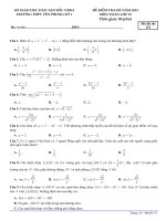 Đề kiểm tra môn Toán 12 ôn tập hè 2019 có đáp án - Trường THPT Yên Phong số 1
