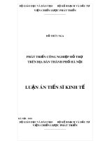 Luận án Tiến sĩ Kinh tế: Phát triển công nghiệp hỗ trợ trên địa bàn thành phố Hà Nội