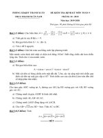 Đề kiểm tra định kì tháng 10 môn Toán 9 năm 2019-2020 - Trường THCS Thanh Xuân Nam