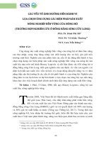 Các yếu tố ảnh hưởng đến hành vi lựa chọn ứng dụng các biện pháp sản xuất nông nghiệp bền vững của nông hộ (Trường hợp nghiên cứu ở đồng bằng sông Cửu Long)