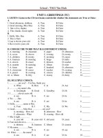 Đề cương ôn tập học kì 1 môn Tiếng Anh 6 năm 2019-2020 - Trường THCS Tân Bình