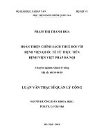 Tóm tắt Luận văn thạc sĩ Quản lý công: Hoàn thiện chính sách thuế đối với bệnh viện quốc tế từ thực tiễn Bệnh viện Việt Pháp Hà Nội
