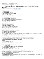 Đề cương ôn tập học kì 1 môn Tiếng Anh 7 năm 2019-2020 - Trường THCS Thị trấn Mỏ Cày Bắc