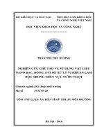 Tóm tắt Luận án Tiến sĩ Kỹ thuật môi trường: Nghiên cứu chế tạo và sử dụng vật liệu nano bạc, đồng, sắt để xử lý vi khuẩn lam độc trong thủy vực nước ngọt