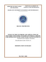 Dissertation summary: Study on the synthesis and application of polymers containing suitable funtional groups for seperation some light rare earth elements