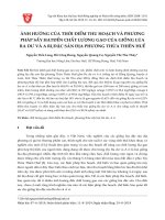 Ảnh hưởng của thời điểm thu hoạch và phương pháp sấy hạt đến chất lượng gạo của giống lúa Ra Dư và A Ri,đặc sản địa phương Thừa Thiên Huế