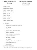 Đề cương ôn tập học kì 2 môn Tiếng Anh 7 năm 2018-2019 - Trường THCS Thanh Quan (Chương trình cũ)