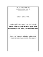 Chất lượng hoạt động cho vay đối với khách hàng cá nhân tại ngân hàng TMCP ngoại thương việt nam – chi nhánh bắc ninh 