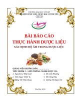 XÁC ĐINH ĐỘ ẨM TRONG DƯỢC LIỆU