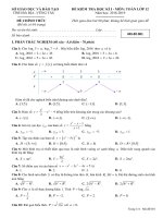 Đề thi học kì 1 môn Toán 12 năm 2018-2019 có đáp án - Sở GD&ĐT tỉnh Bà Rịa - Vũng Tàu