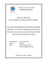 Báo cáo nghiên cứu khoa học cấp trường: Xác định mầm bệnh ký sinh trùng nhiễm trên rau và thử nghiệm một số phương pháp rửa rau dùng làm thực phẩm trên địa bàn Thành phố Trà Vinh