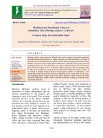 Medicinal and nutritional values of drumstick tree (Moringa Oleifera) - A review