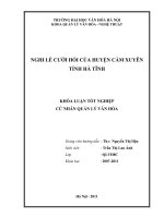Tóm tắt khóa luận tốt nghiệp: Nghi lễ cưới hỏi của huyện Cẩm Xuyên tỉnh Hà Tĩnh