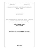 Sumary of doctoral thesis in chemistry: Study on the determination of mercury species in sediment using selective extraction technique