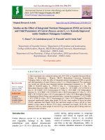 Studies on the effect of integrated nutrient management (INM) on growth and yield parameters of carrot (Daucas carota L.) cv. Kuroda improved under southern Telangana conditions