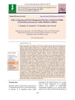 Effect of spacing and weed management practices on Barnyard millet (Echinochloa frumentaceae) under rainfed condition