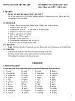 Đề cương ôn tập học kì 1 môn Tiếng Anh 7 năm 2018-2019 - Trường THCS Lăng Cô (Hệ 10 năm)