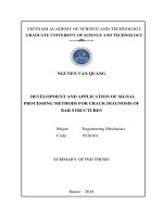 Summary of PhD thesis: Development and application of signal processing methods for crack diagnosis of bar structures