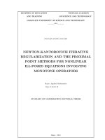 Summary of mathematics doctoral thesis: Newton kantorovich iterative regularization and the proximal point methods for nonlinear ill posed equations involving monotone operators