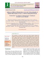 Influence of different planting dates on growth, yield and quality of menthol mint (Mentha arvensis L.) cultivars during Kharif season