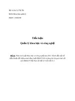 Tiểu luận Quản lý Khoa học và Công nghệ: Phân tích Luật Khoa học và Công nghệ năm 2013 - Từ đó dẫn một số điều khoản để chứng minh rằng Luật Khoa học và Công nghệ đã và đang kéo lùi quá