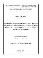 Tóm tắt Luận án Tiến sỹ Hóa học: Nghiên cứu thành phần hóa học, hoạt tính gây độc tế bào và kháng viêm của hai loài hải miên Rhabdastrella providentiae và Xestospongia muta ở vùng biển