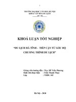 Tóm tắt khóa luận tốt nghiệp: Du lịch Hà Tĩnh - Tiếp cận từ góc độ chương trình du lịch - Trần Thanh Thực