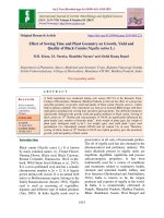 Effect of sowing time and plant geometry on growth, yield and quality of black cumin (Nigella sativa L.)