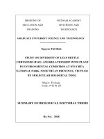 Summary of biological doctoral thesis: Study on the diversity of leaf beetle (Chrysomelidae) and relationship with plant in environmental condition at Nui Chua national park, Ninh Thuan