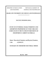 Summary of chemistry doctoral thesis: Study on synthesis, characteristics, and adsorption properties of toxic organic substances in the water environment of mesoporous carbon materials