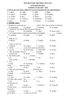 Đề cương ôn tập kiểm tra 1 tiết HK1 môn Tiếng Anh 6 năm 2019-2020 - Trường THCS Hòa Ninh