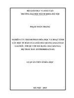 Nghiên cứu thành phần hóa học và hoạt tính gây độc tế bào của loài Macaranga balansae Gagnep., thuộc chi Mã Rạng (Macaranga) họ Thầu dầu (Euphorbiaceae)