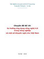 Chuyên đề số 19: Xu hướng ứng dụng công nghệ 4.0 trong nông nghiệp và một số khuyến nghị cho Việt Nam