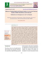 Influence of stubble height and nitrogen fertilizer level on seed yield and quality in KRH-4 hybrid rice seed production