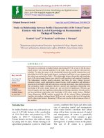 Study on relationship between profile characteristics of Bt cotton tenant farmers with their level of knowledge on recommended package of practices