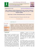 Effect of different nutrient management practices and zinc fertilization on various growth and development stages of maize (Zea mays L.) under dryland condition