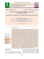 Effect of nutrients application method on productivity and economics of maize