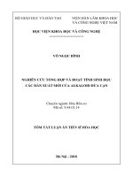 Tóm tắt Luấn án Tiến sĩ Hóa học: Nghiên cứu tổng hợp và hoạt tính sinh học các dẫn xuất mới của alkaloid dừa cạn
