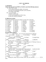 Đề cương ôn tập học kì 1 môn Tiếng Anh 8 năm 2019-2020 - Trường THCS Tân Bình